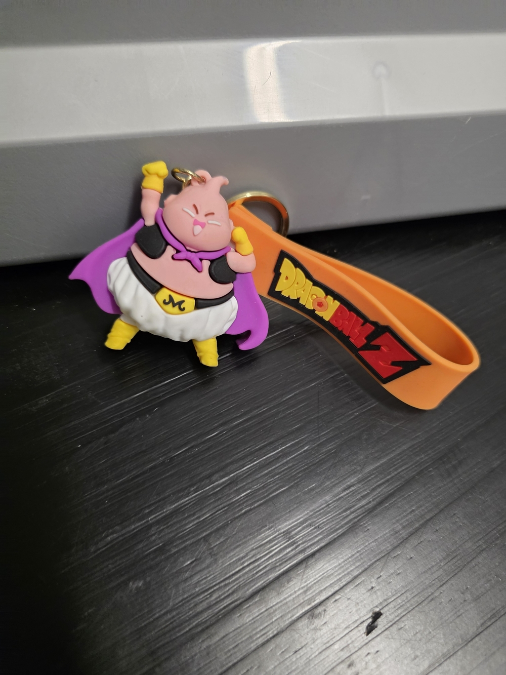 Dragon Ball Z Majin Buu Clip-On Rubber & Metal Keychain w/ Orange Strap